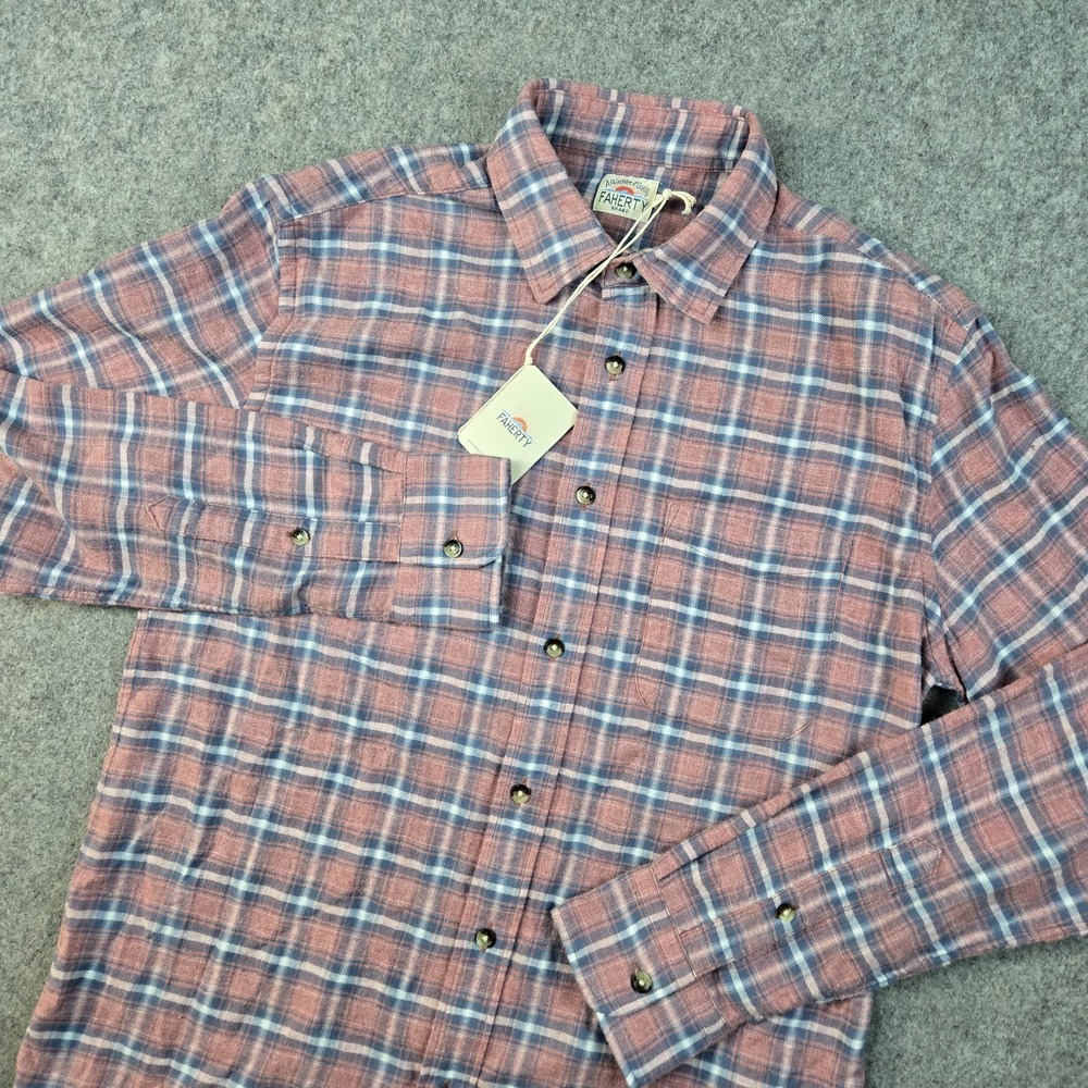 Faherty Flannel Shirt Mens S Red Lowell Plaid Button Stretch Featherweight NEW